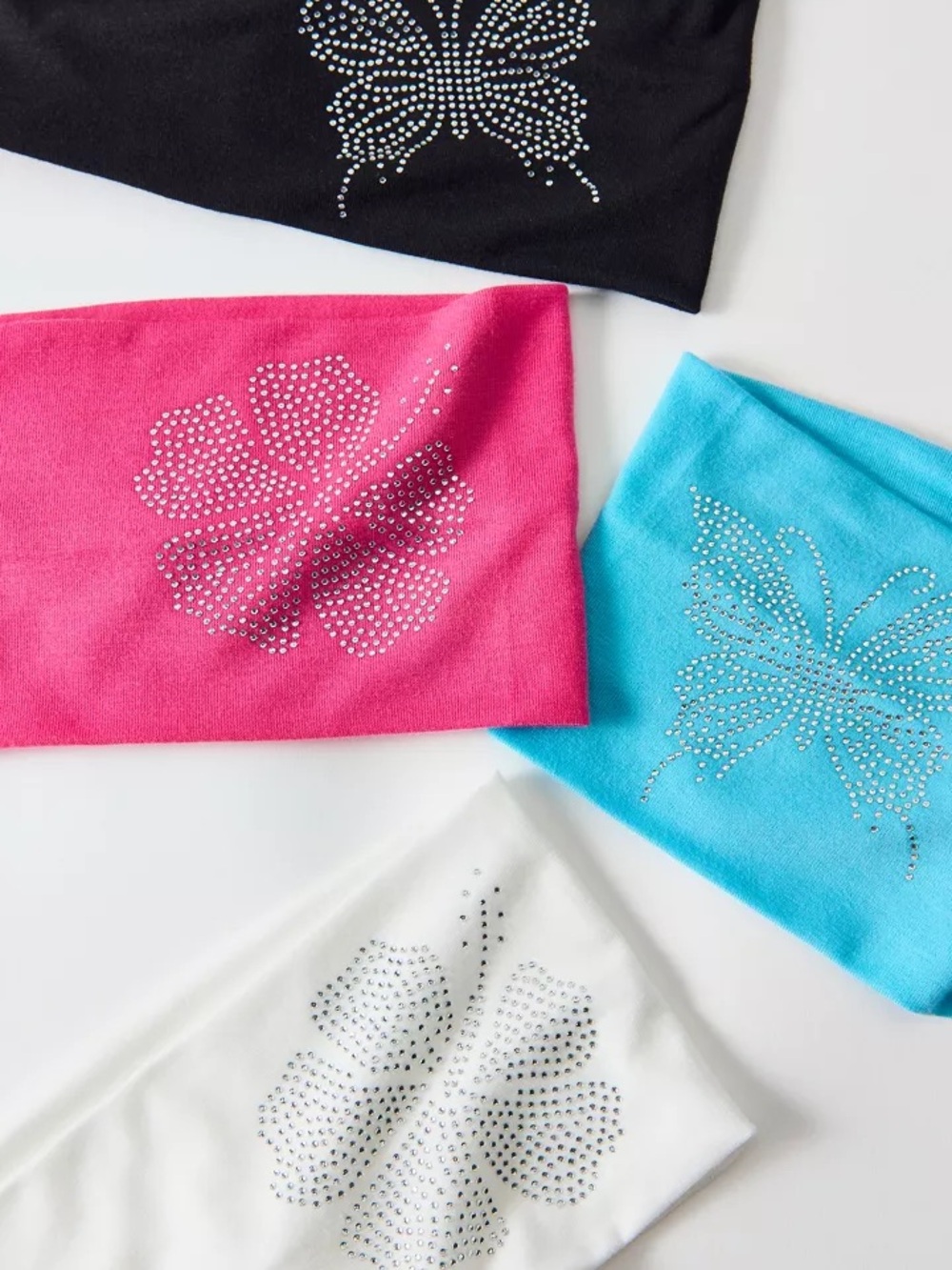 Urban Outfitters Flutter Flora Rhinestone Wide Knit Headbands 4 Pk